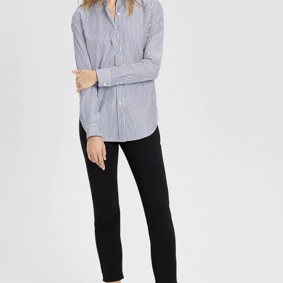 Theory Striped Essential Button-Down Shirt, Size P - Picture 3 of 7